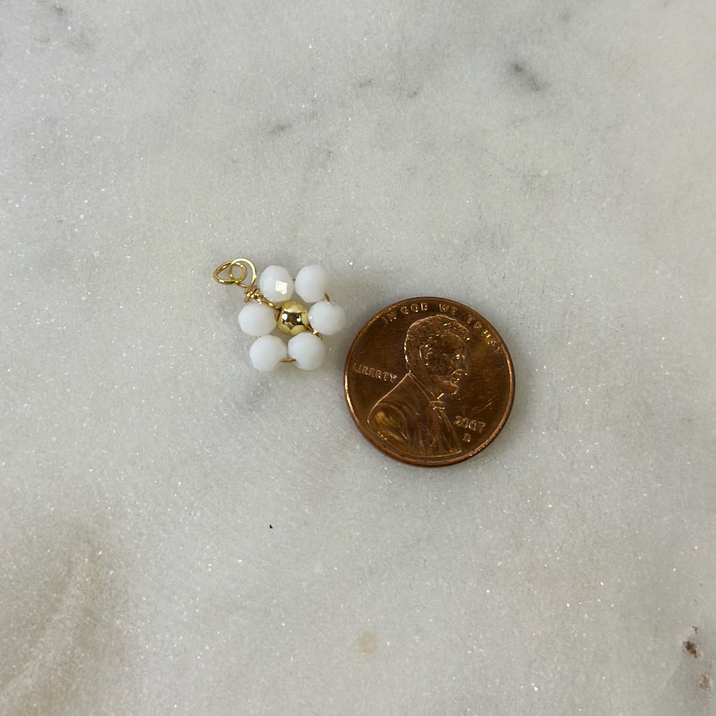 Beaded Gold Multi Color Flower Charms