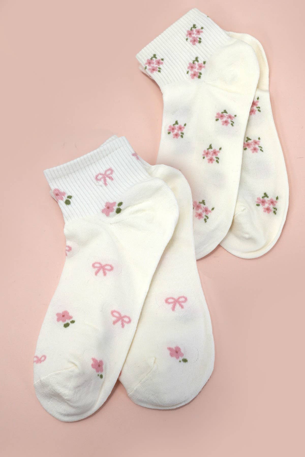 Pink Bow & Flower Socks