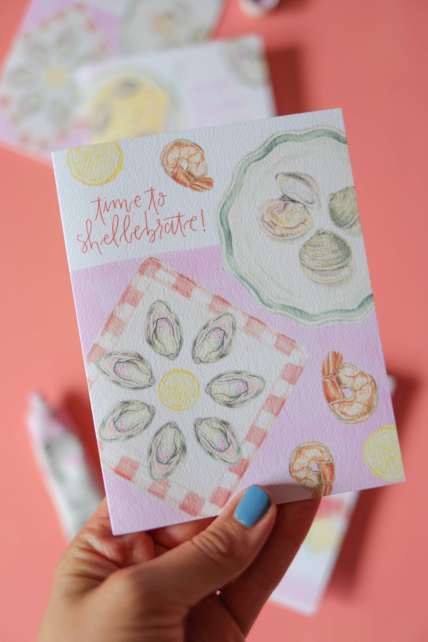 "Time to Shellebrate" Seafood Theme Birthday Card