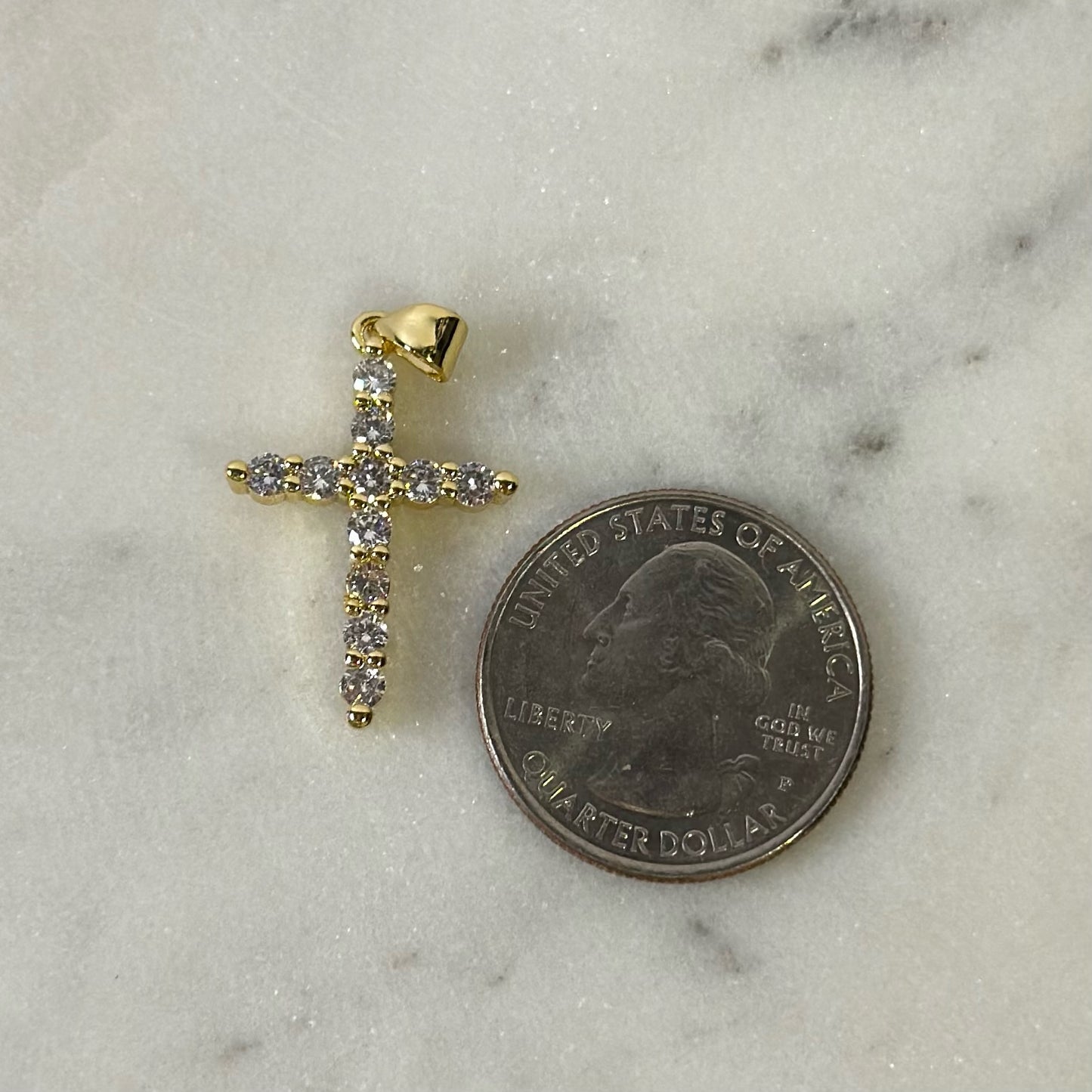 Rhinestone Gold Large Cross Charm