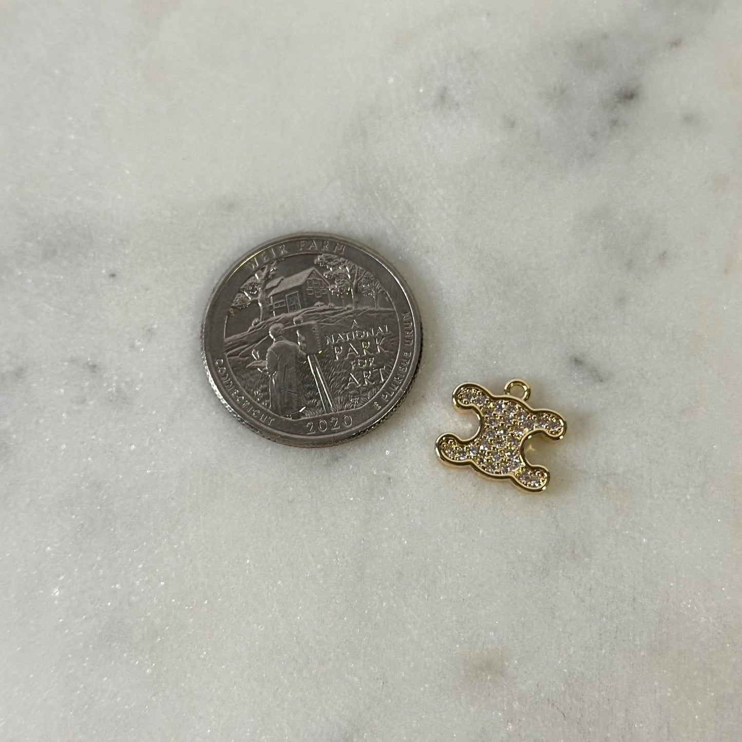 Cubic Zirconia Gold Designer Charm