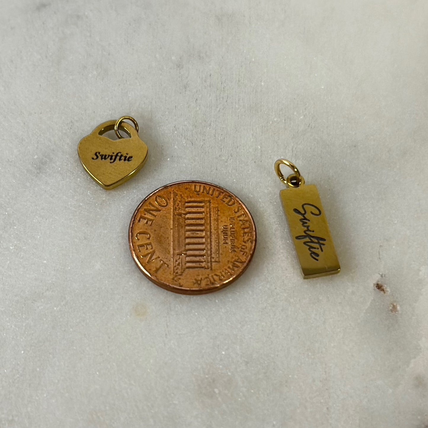 Engraved Gold Swiftie Heart Mini Charms (Eras)