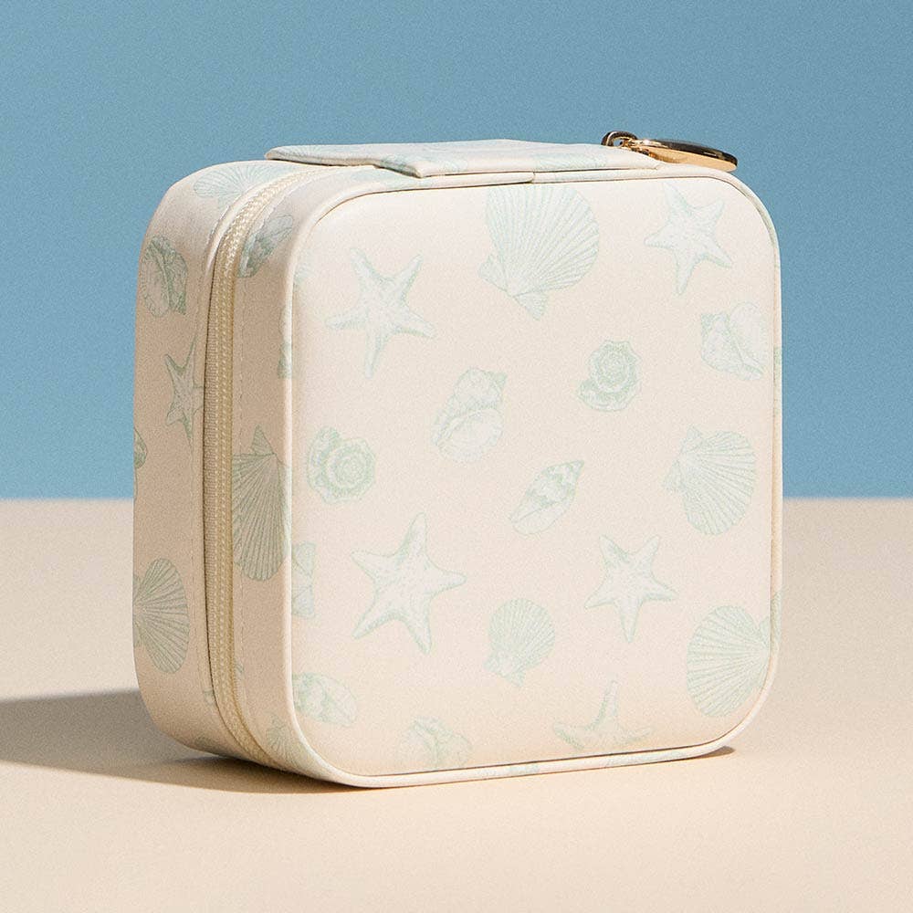 Sealife Pattern Print Portable Square Jewelry Box