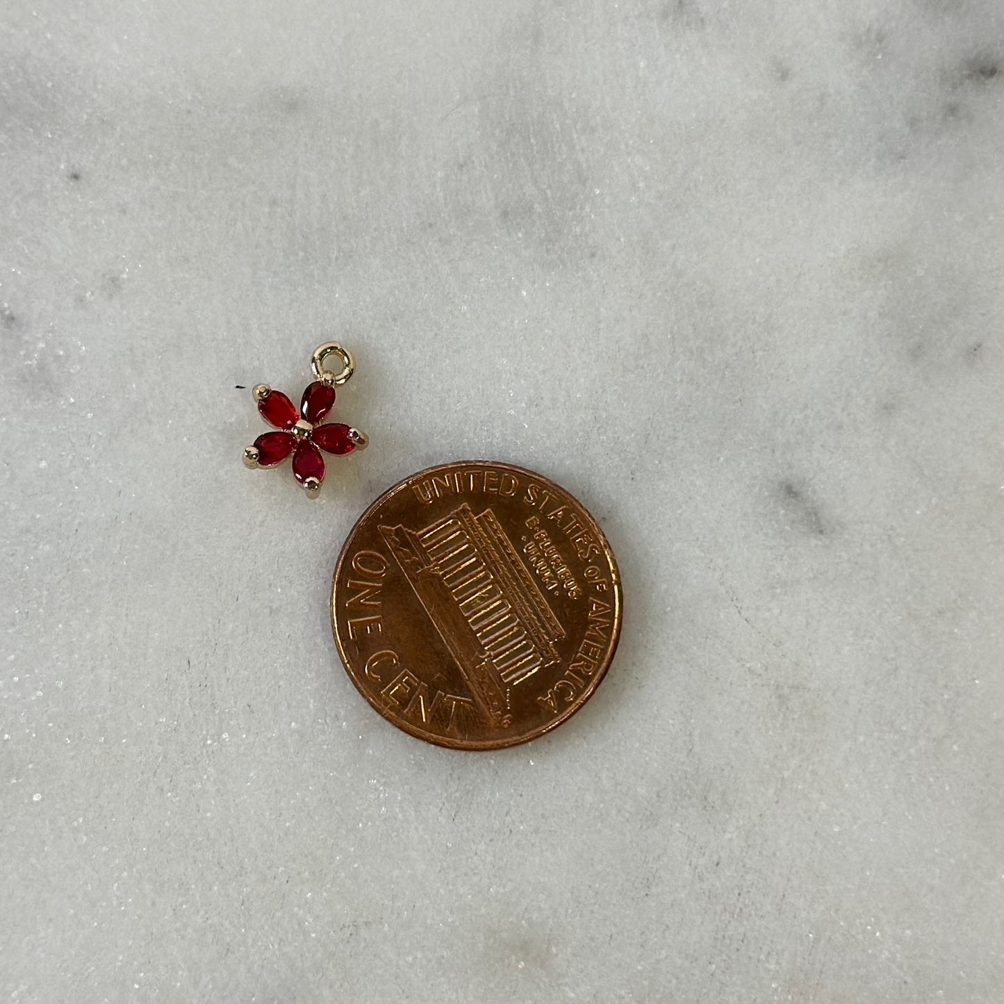 Five Petal Crystal Gold Flower Charms