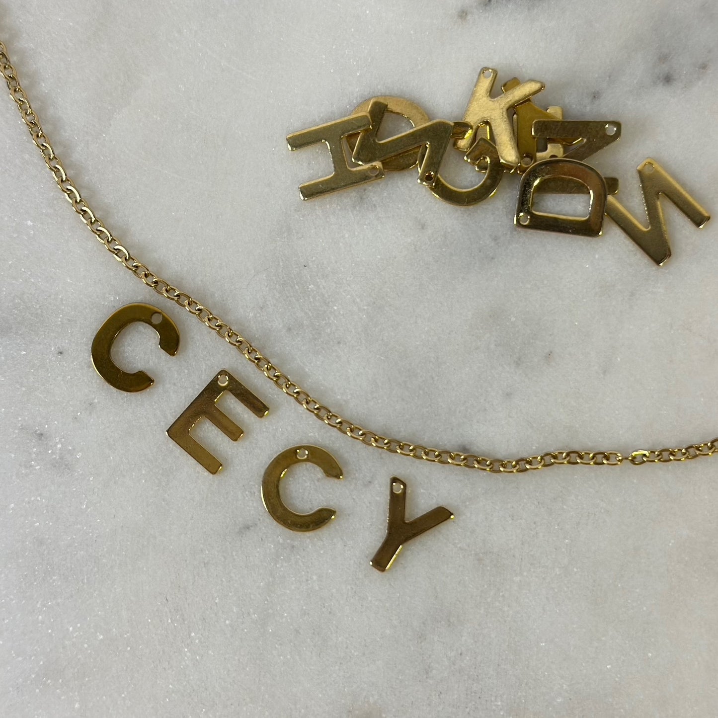Gold Cutout Letters Charm
