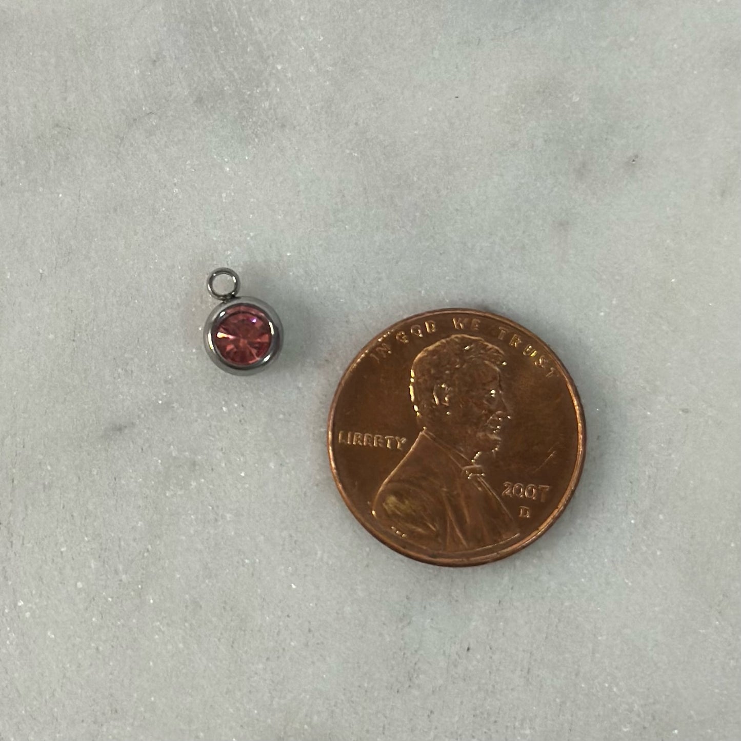 Dainty Silver Birth Stone Rhinestone Charms