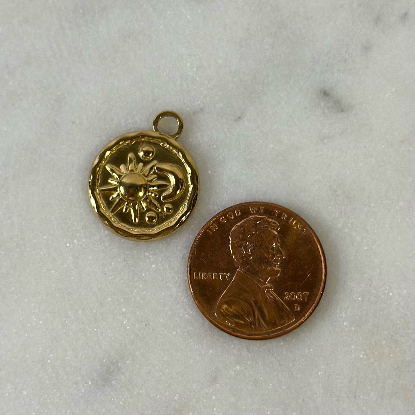 Sun and Moon Gold Coin Charm