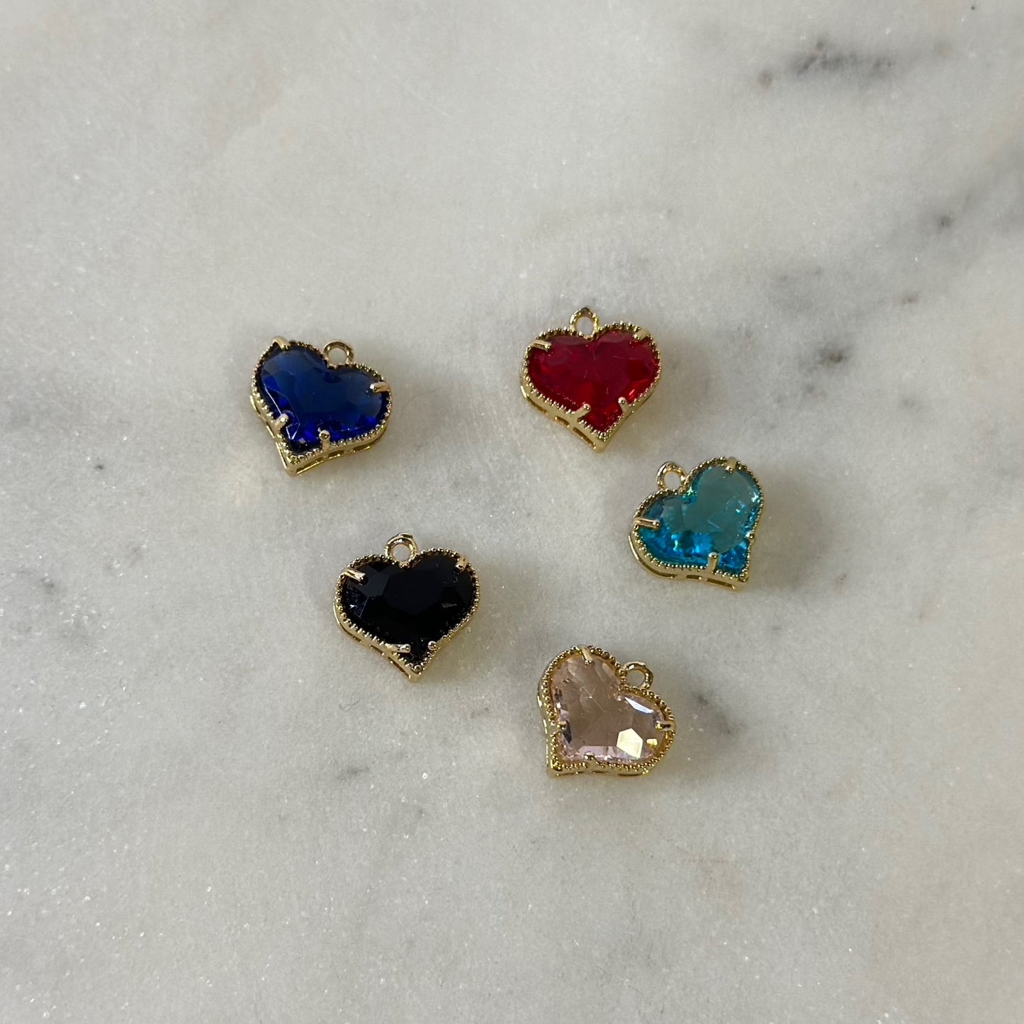 Crystal Gold Hearts Charm