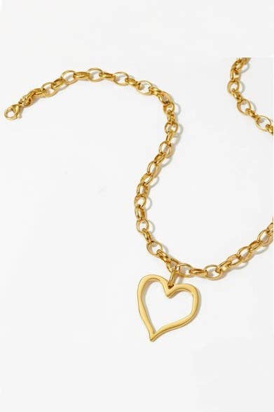 Stainless Steel Heart Outline Necklace | Gold Or Silver