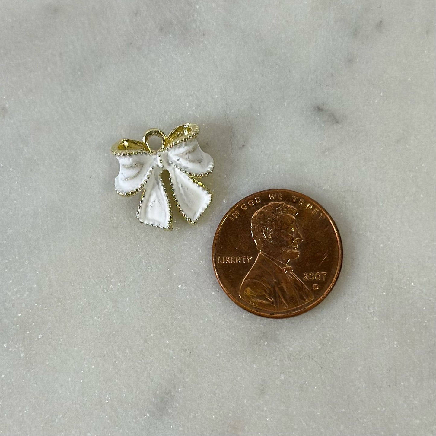 White Dainty Bow Charm