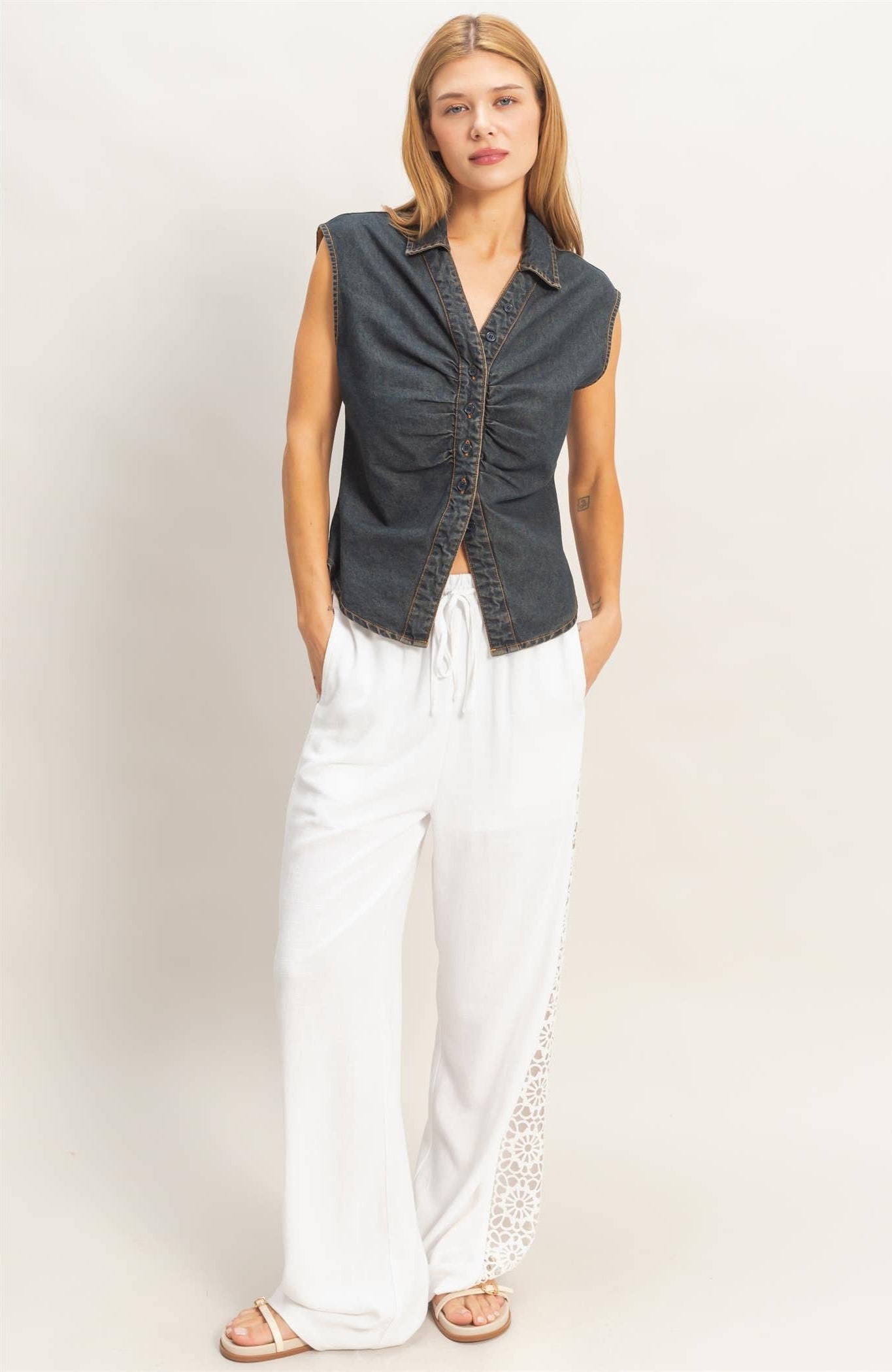 Black Denim Vest Top
