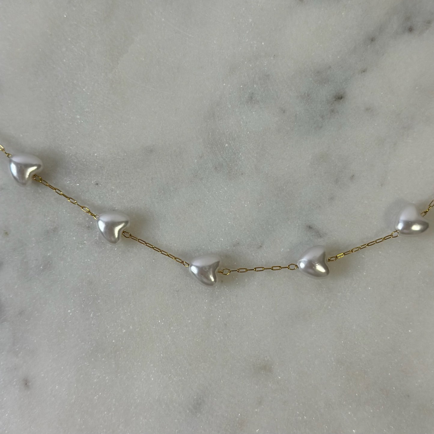 Pearl Hearts Gold Chain