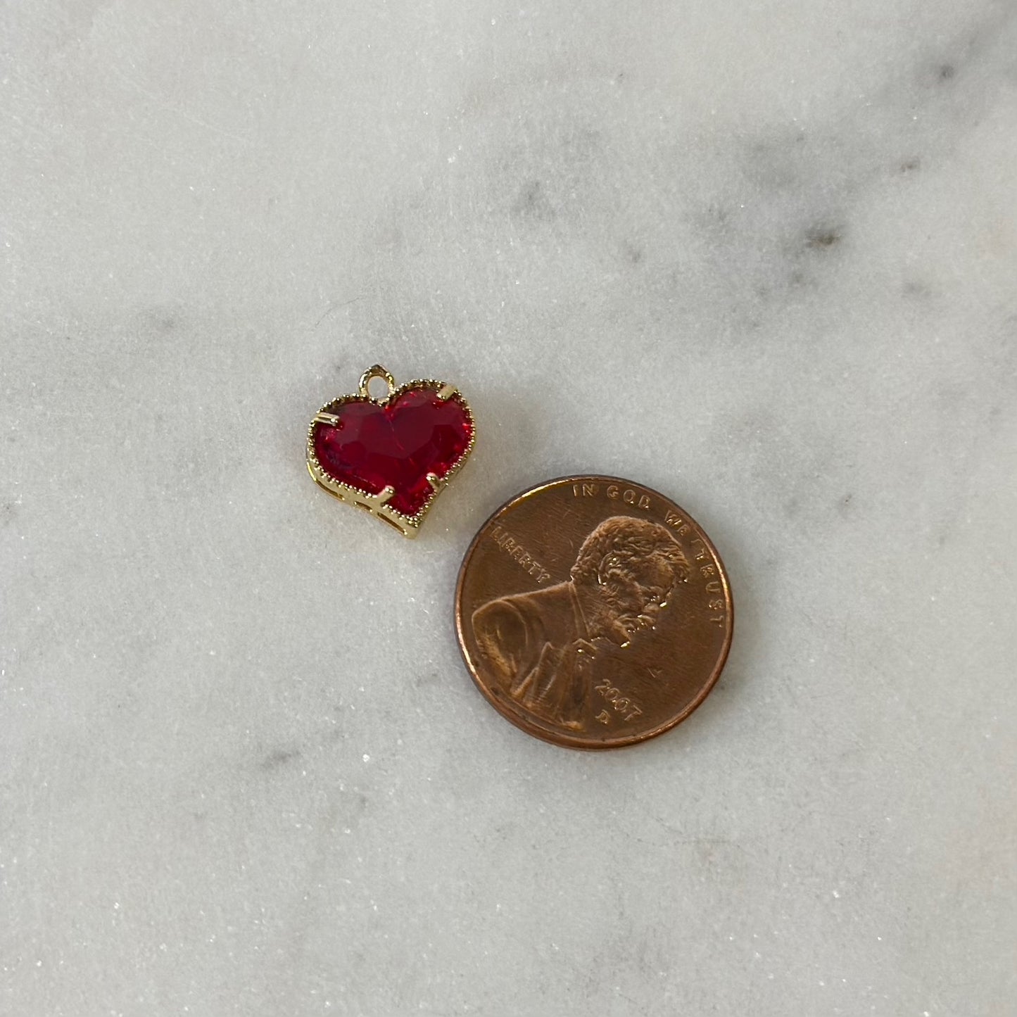 Crystal Gold Hearts Charm