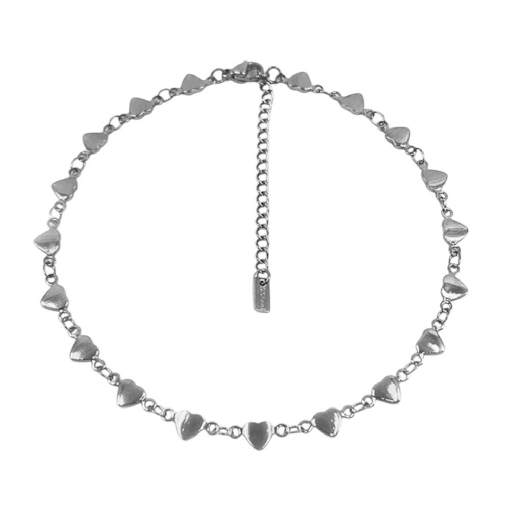 Stainless Steel Heart Link Chain Anklet