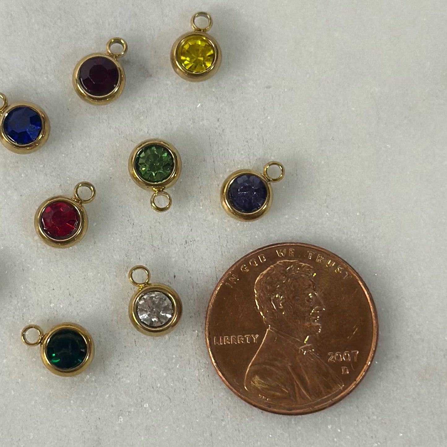 Dainty Gold Birth Stone Rhinestone Charms