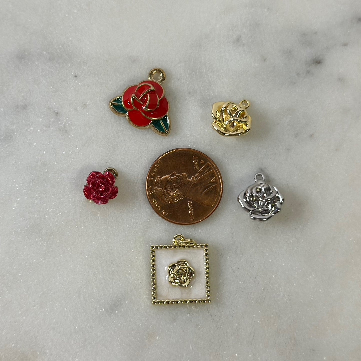 Rose Flower Garden Charm Set