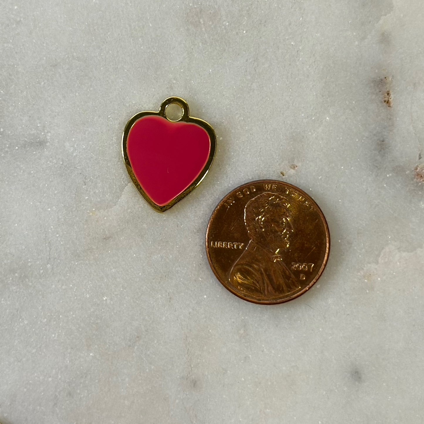 Colorful Gold Enamel Heart Charms