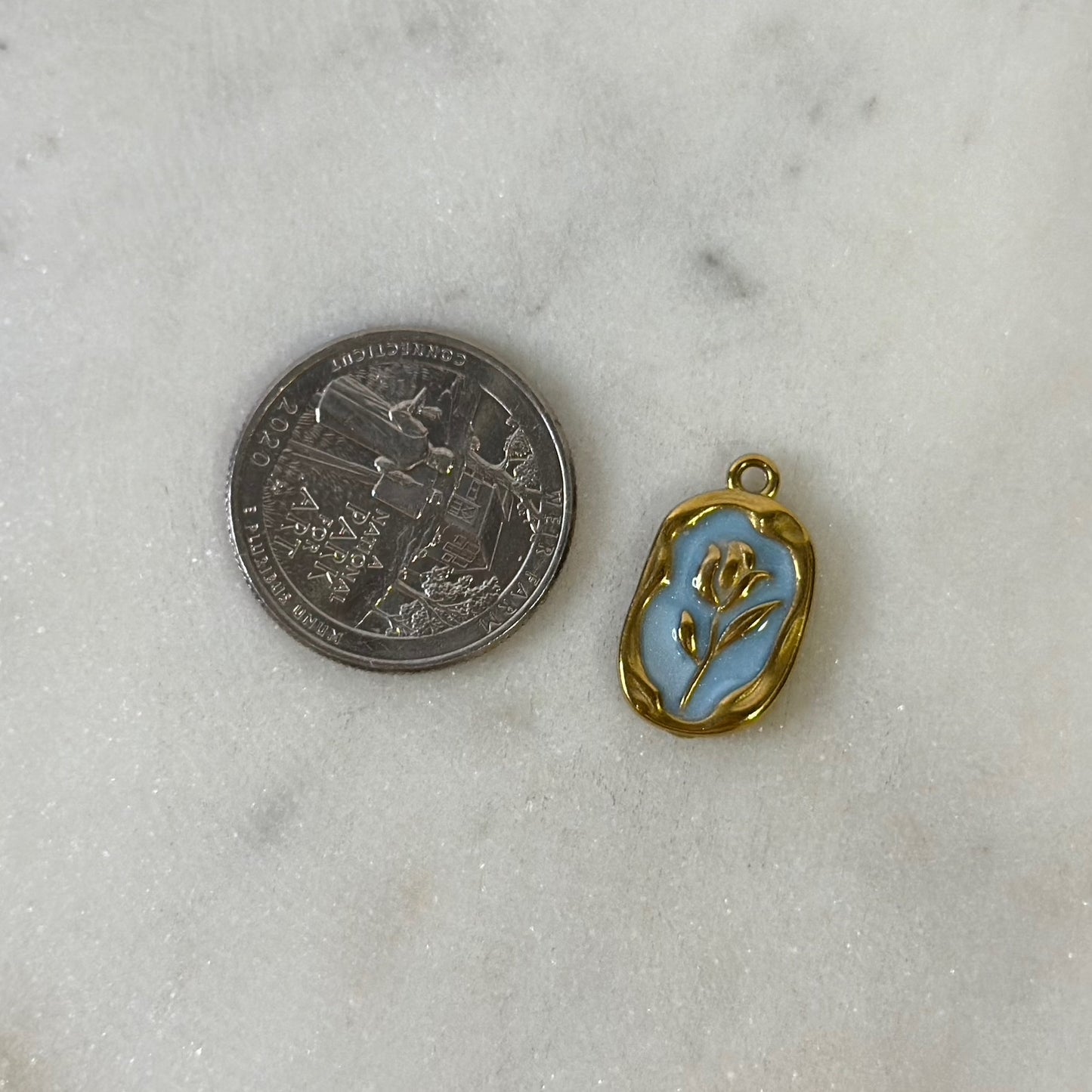 Vintage Gold Enamel Rose Charms