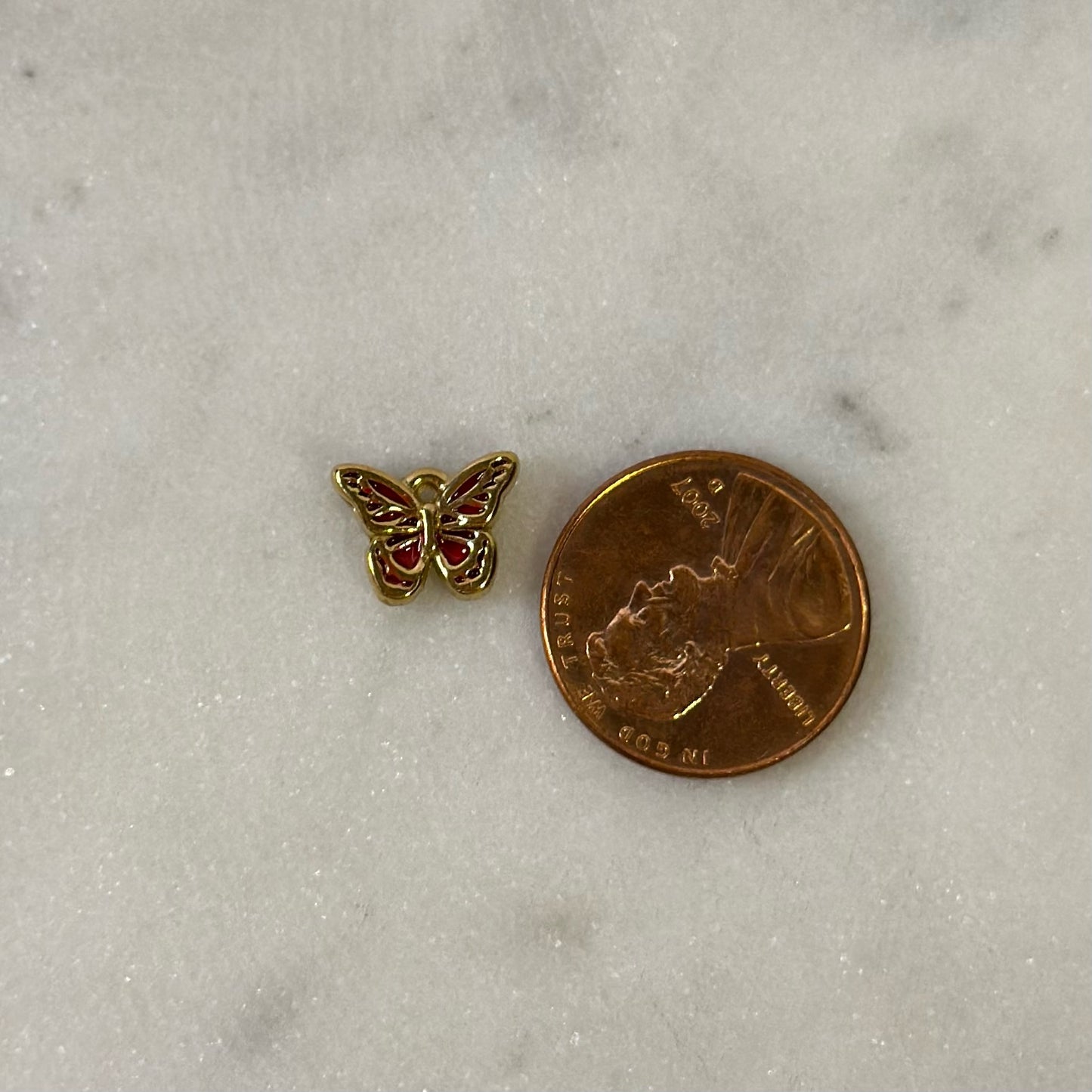 Mini Red Detail Butterfly Charm