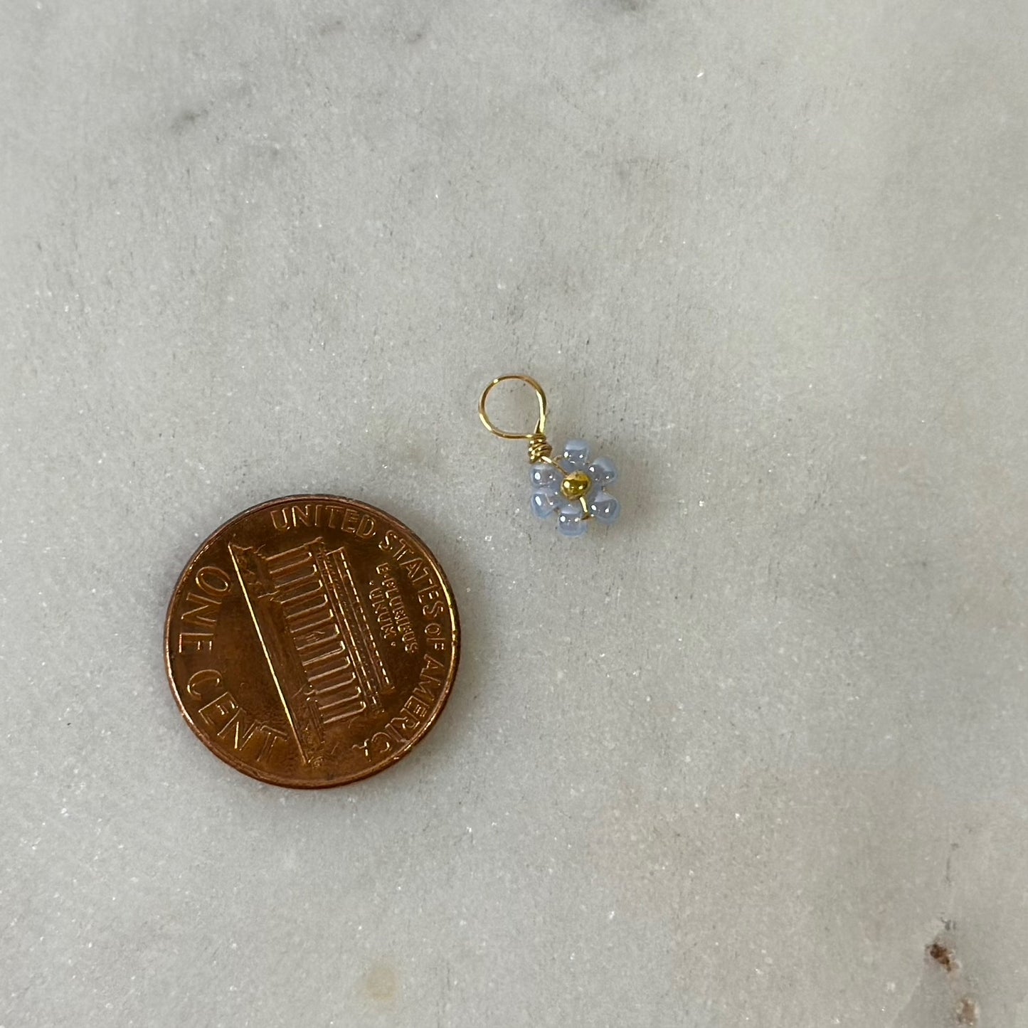 Mini Colorful Beaded Gold Flower Charms