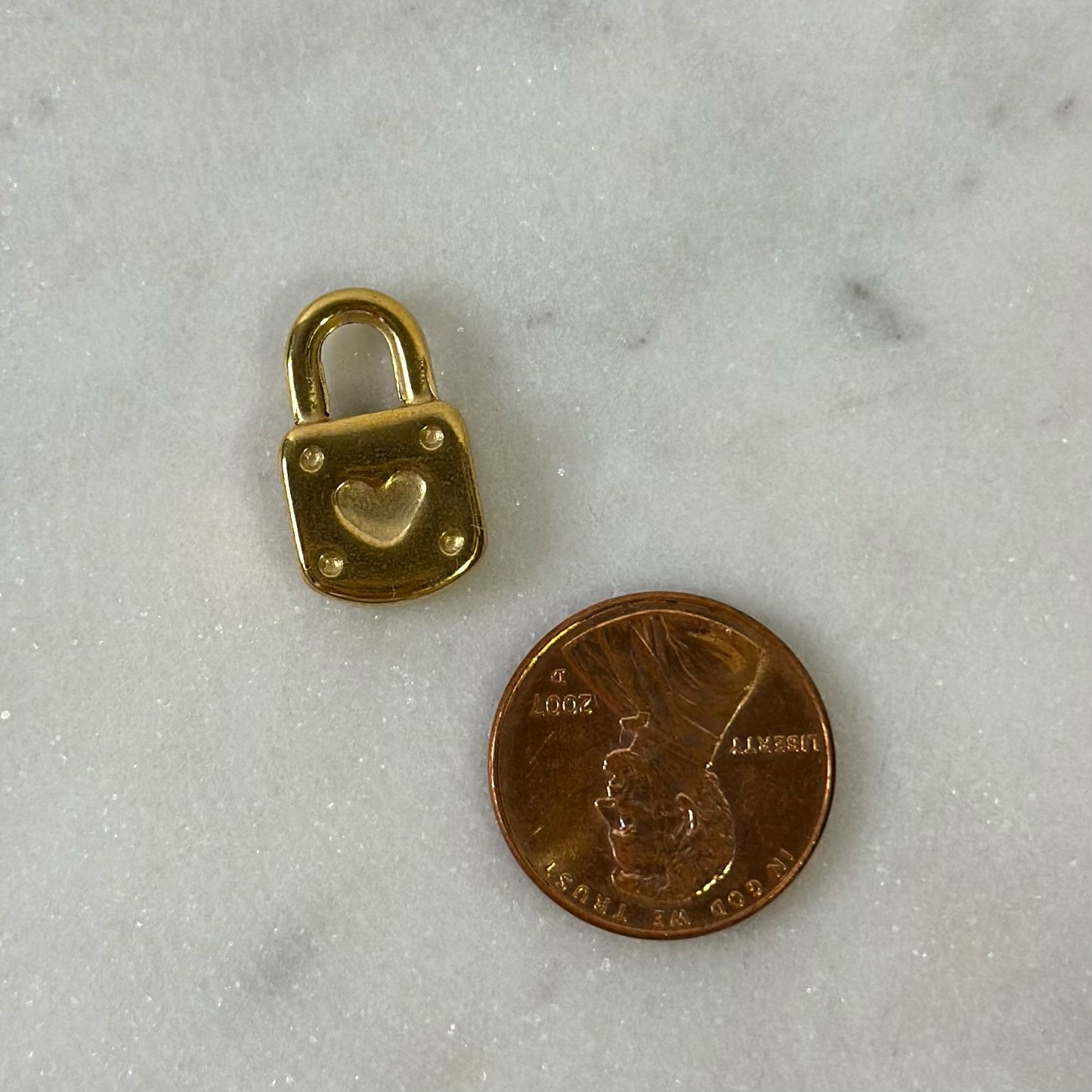 Heart Lock Vintage Gold Charm