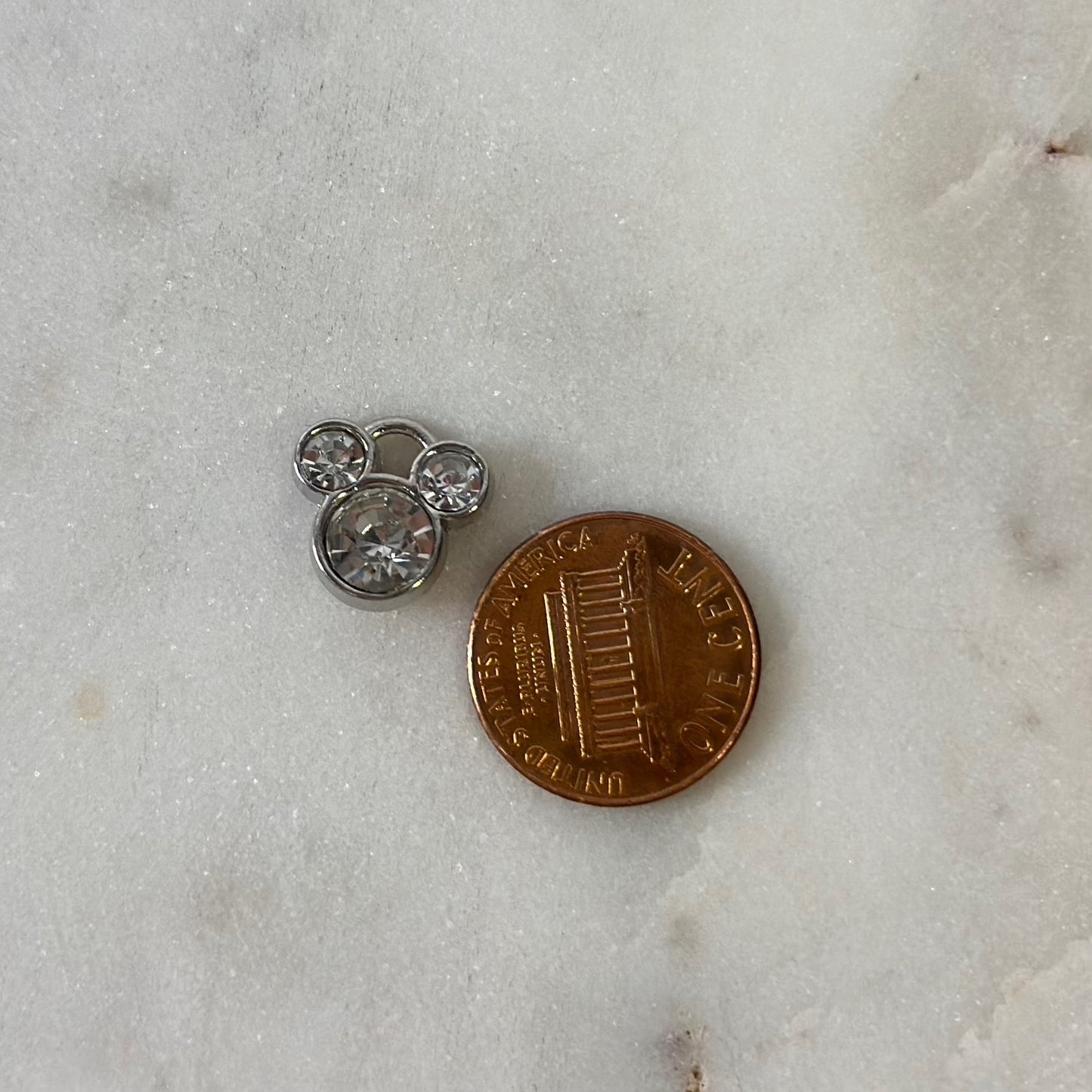 Magical Mouse Rhinestone Silver Charm