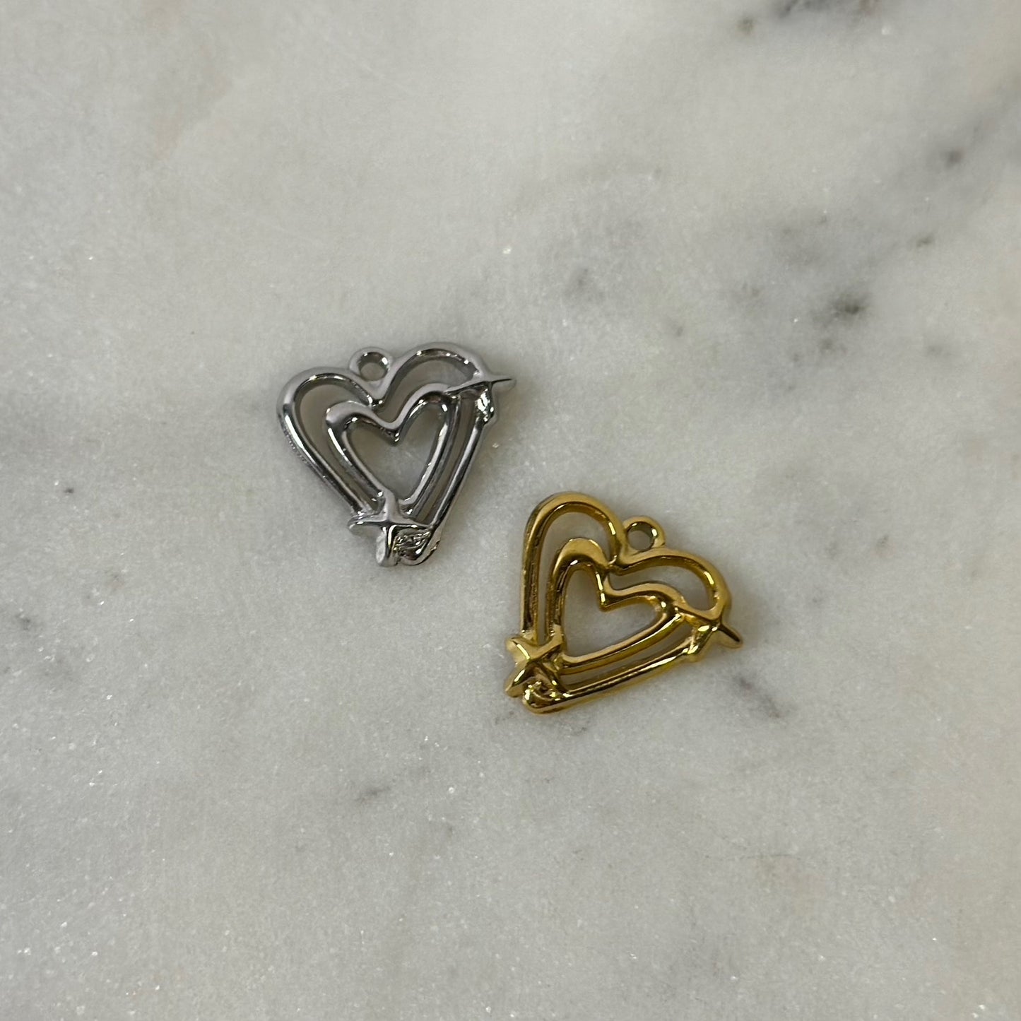 Double Heart Starburst Charm