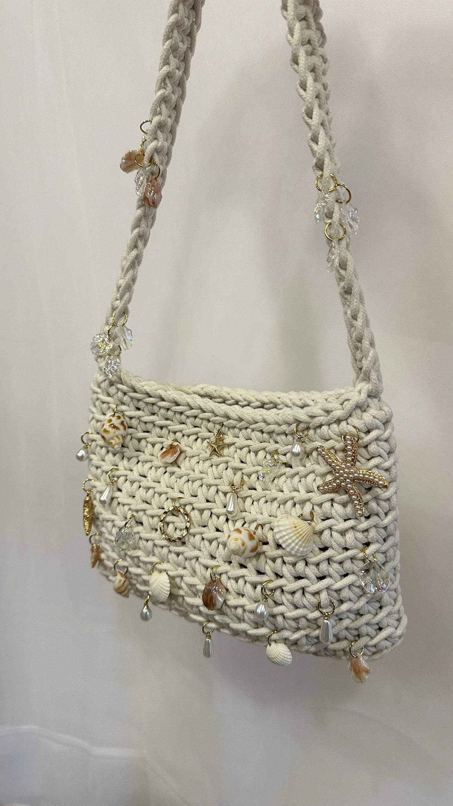 Seaside Girl Charm Crochet Shoulder Bag