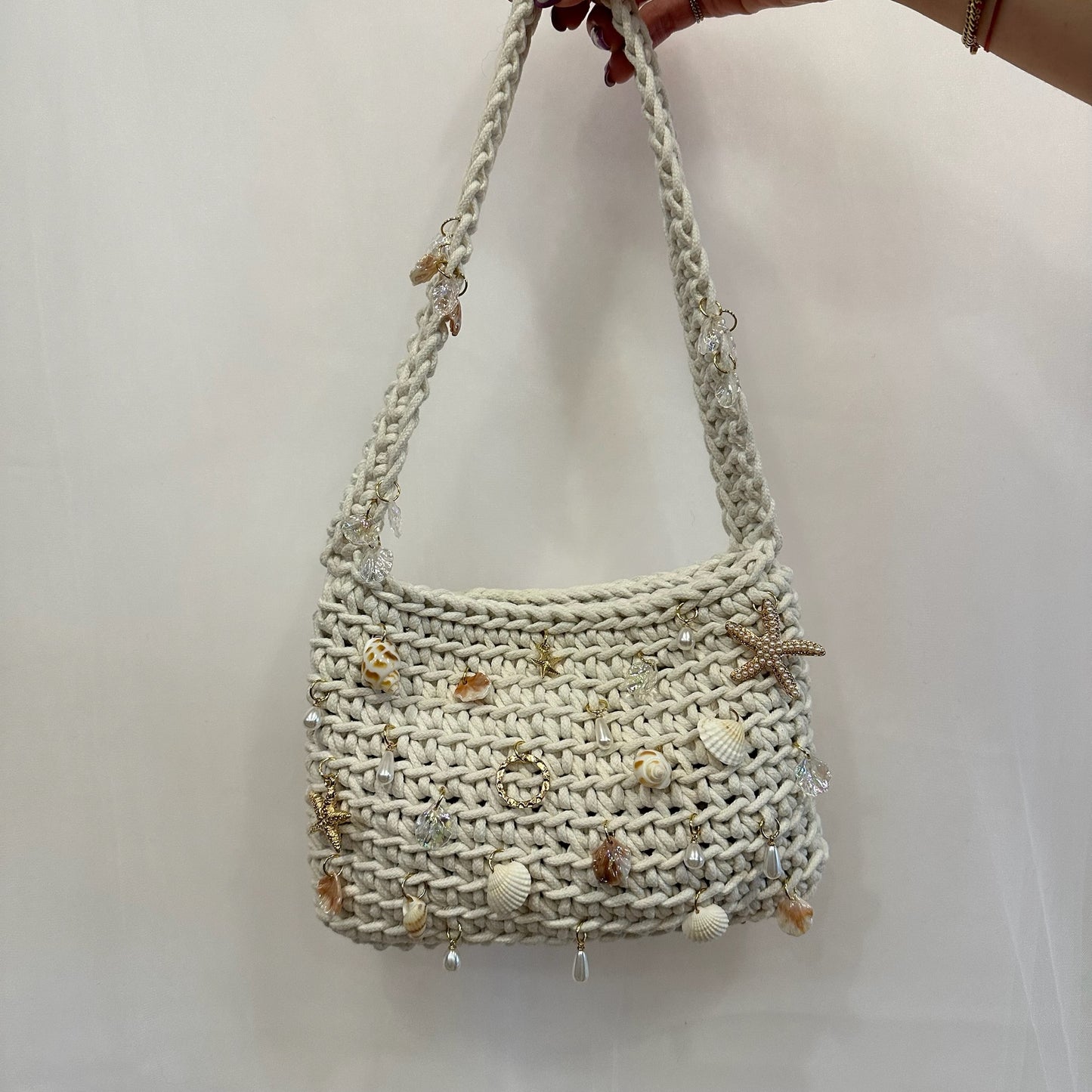 Seaside Girl Charm Crochet Shoulder Bag