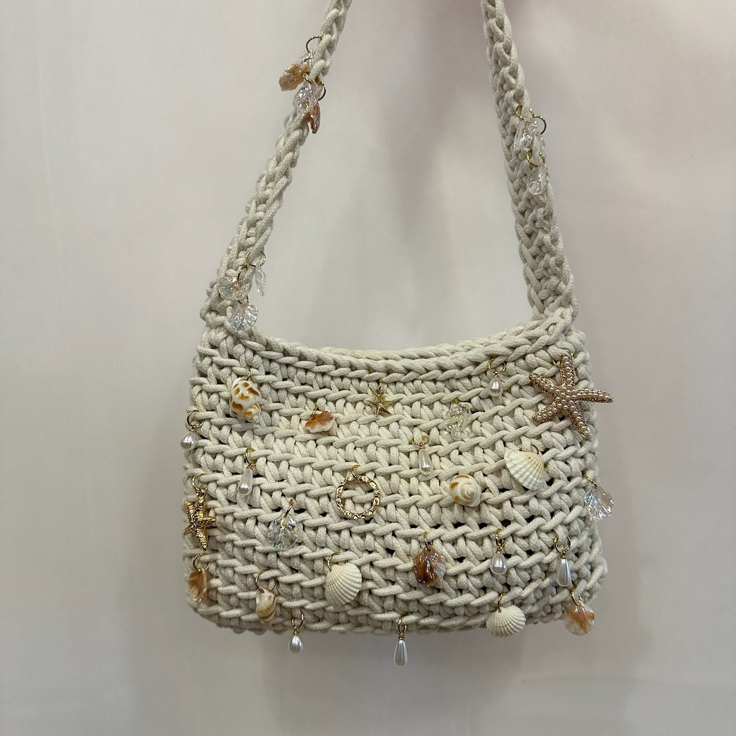 Seaside Girl Charm Crochet Shoulder Bag