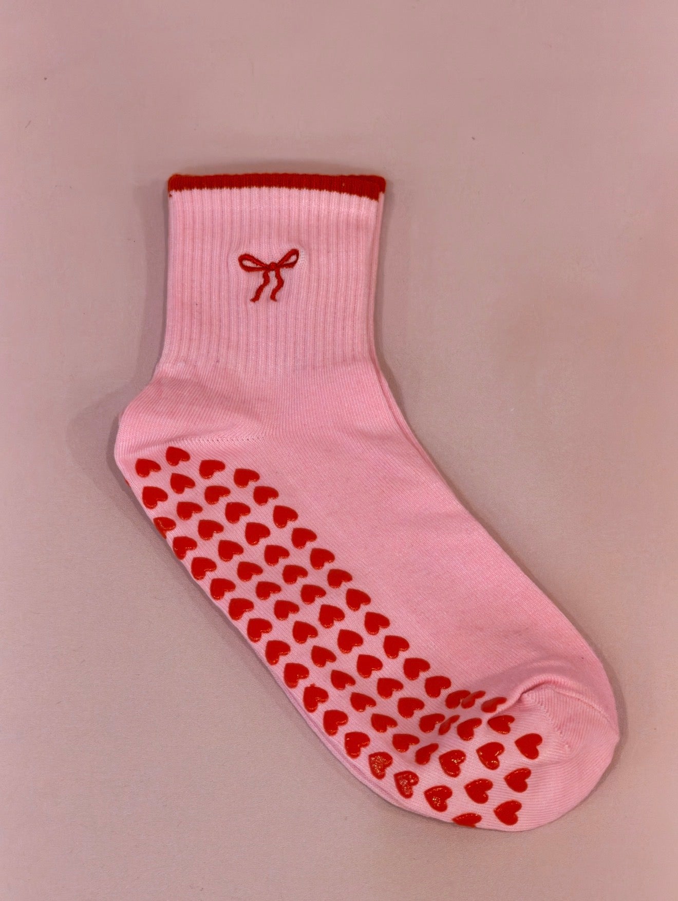 Red Bow Grip Socks