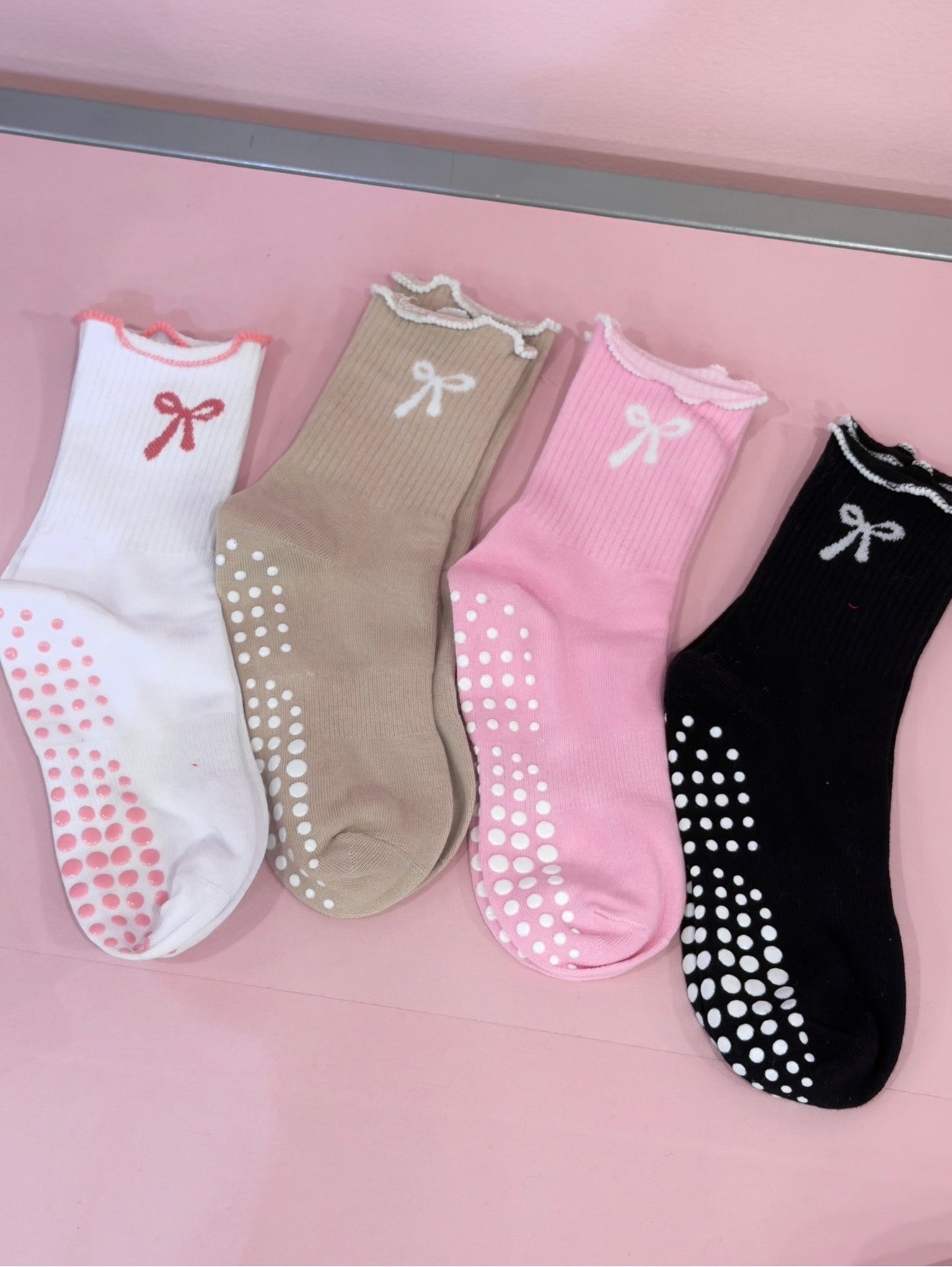 Bow Grip Socks (4 Colors)