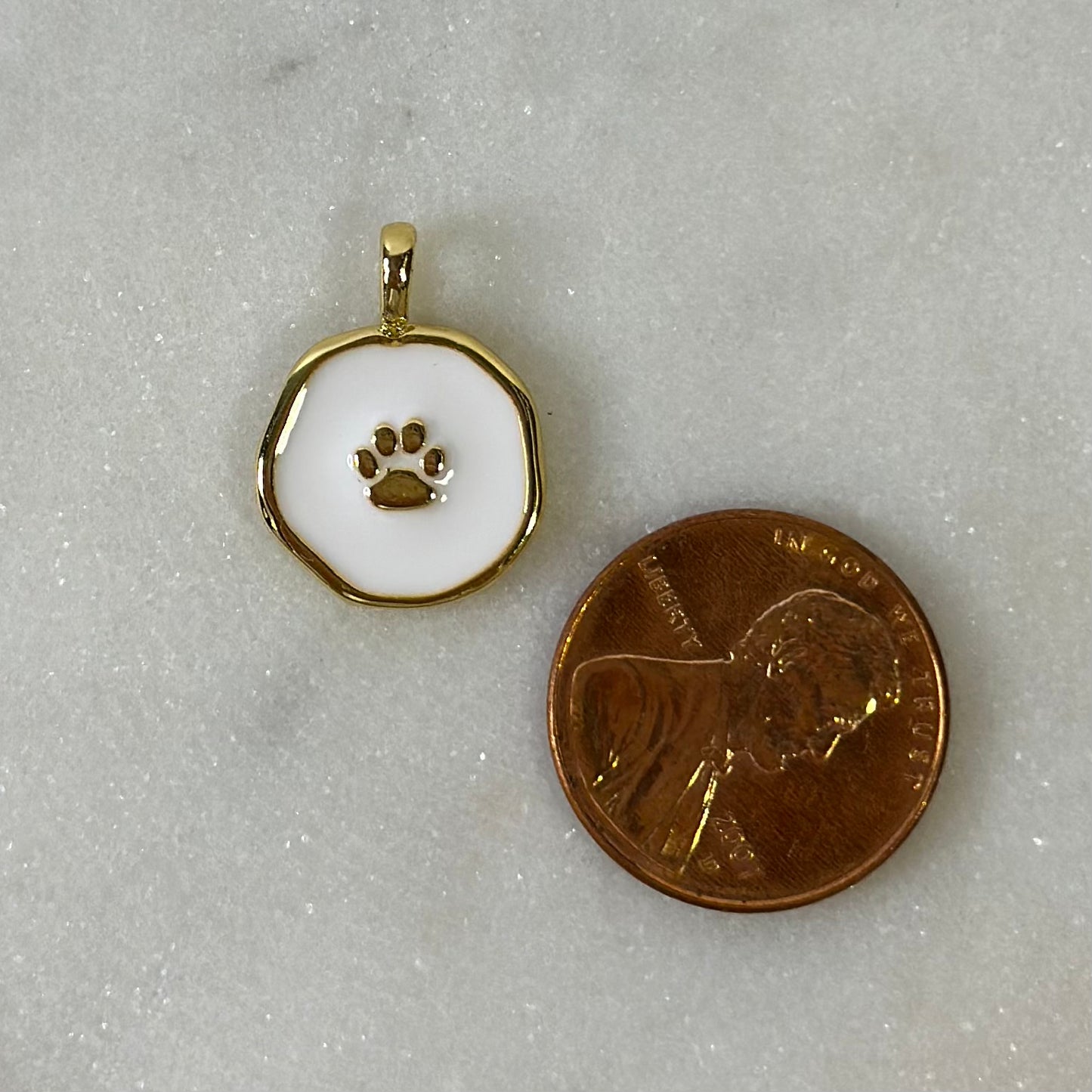 Dog Paw White Charm