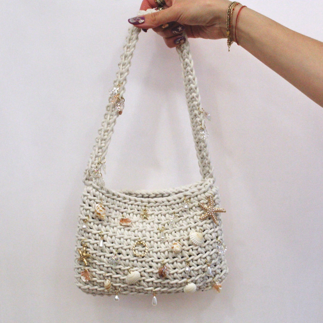 Seaside Girl Charm Crochet Shoulder Bag
