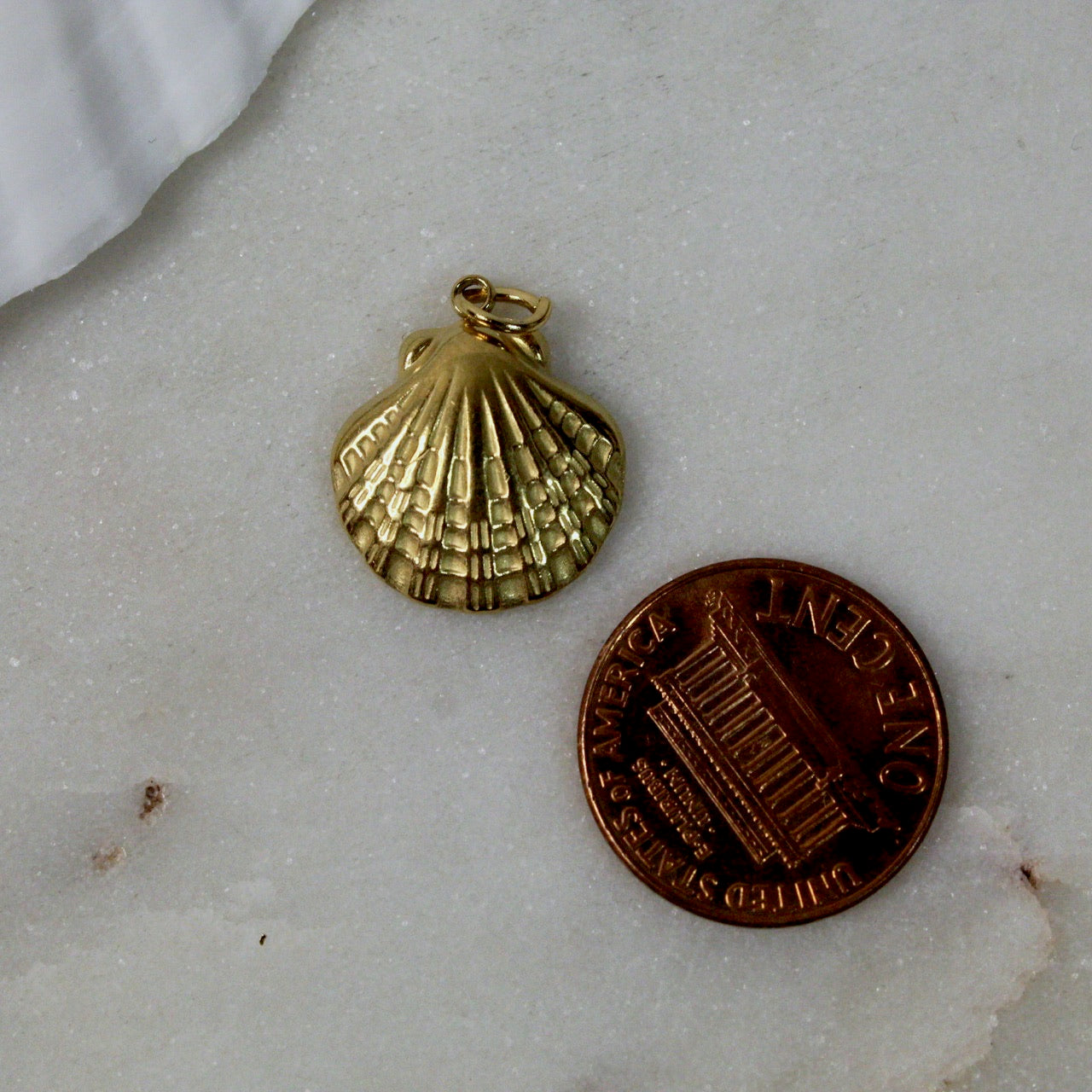 Gold Textured Seashell Charm