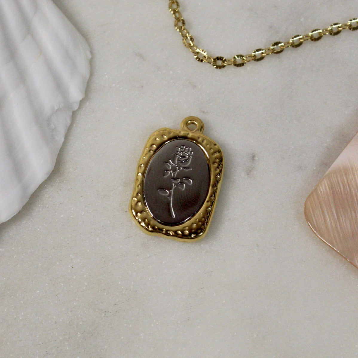 Two-Tone Rose Embossed Charm