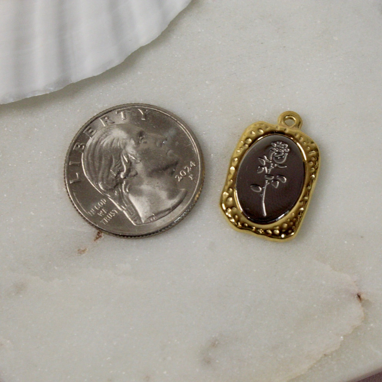 Two-Tone Rose Embossed Charm