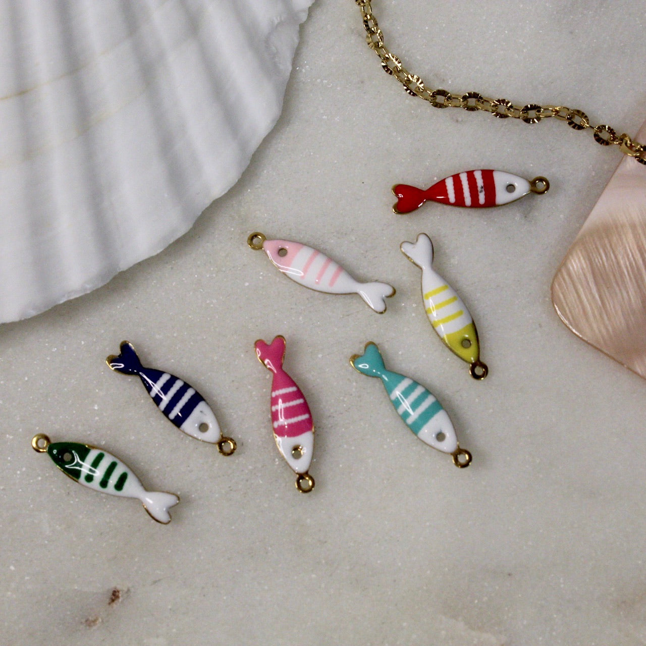 Striped Sardine Enamel Colored Charms- Build your own charm