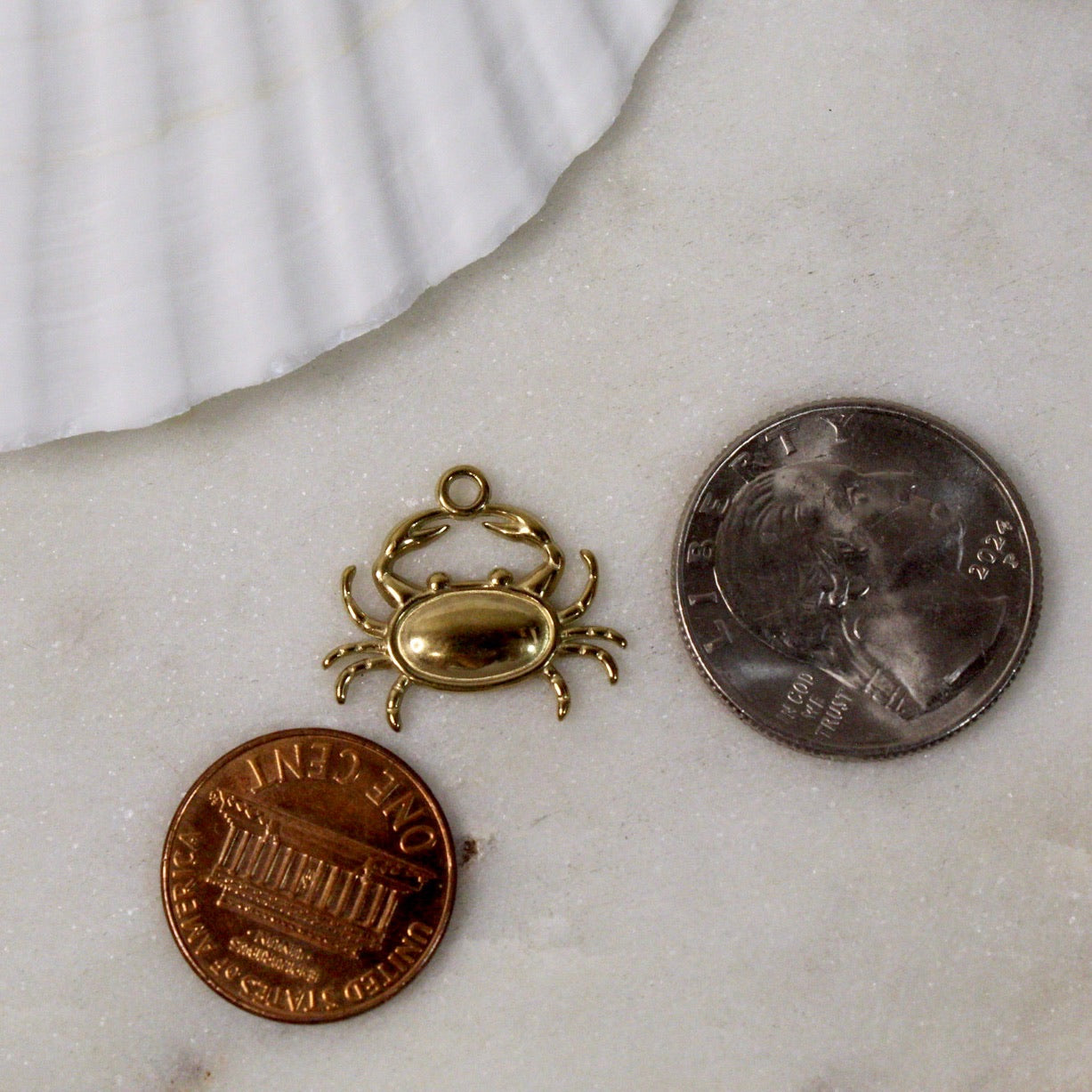 Solid Gold Crab Charm