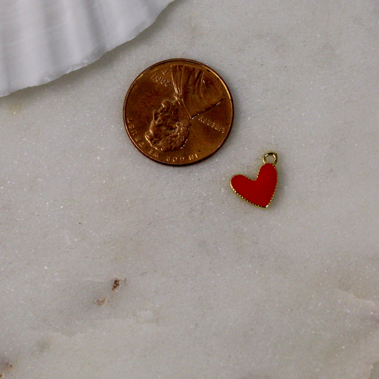 Red Enamel Gold Heart Charm