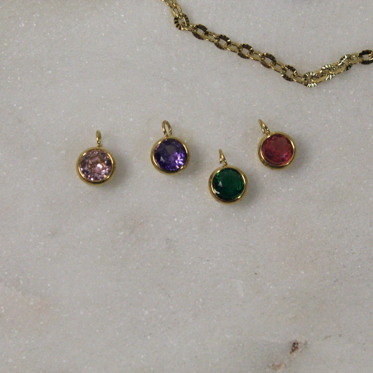 Mini Circle Gold Colorful CZ Charms