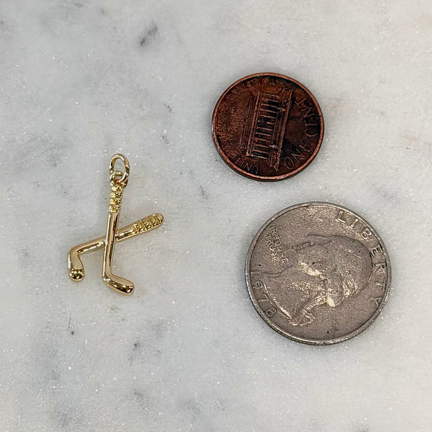 Hockey Sticks Gold Charms
