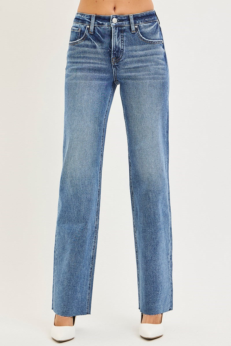 Tummy Control Mid Rise Straight Jeans