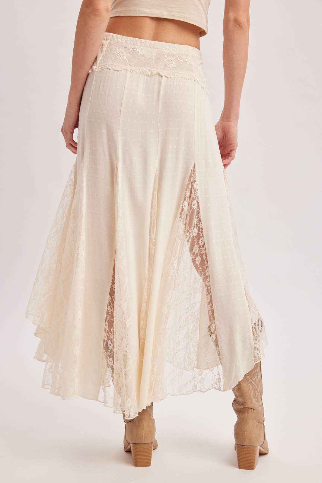Boho Ivory Lace Maxi Skirt