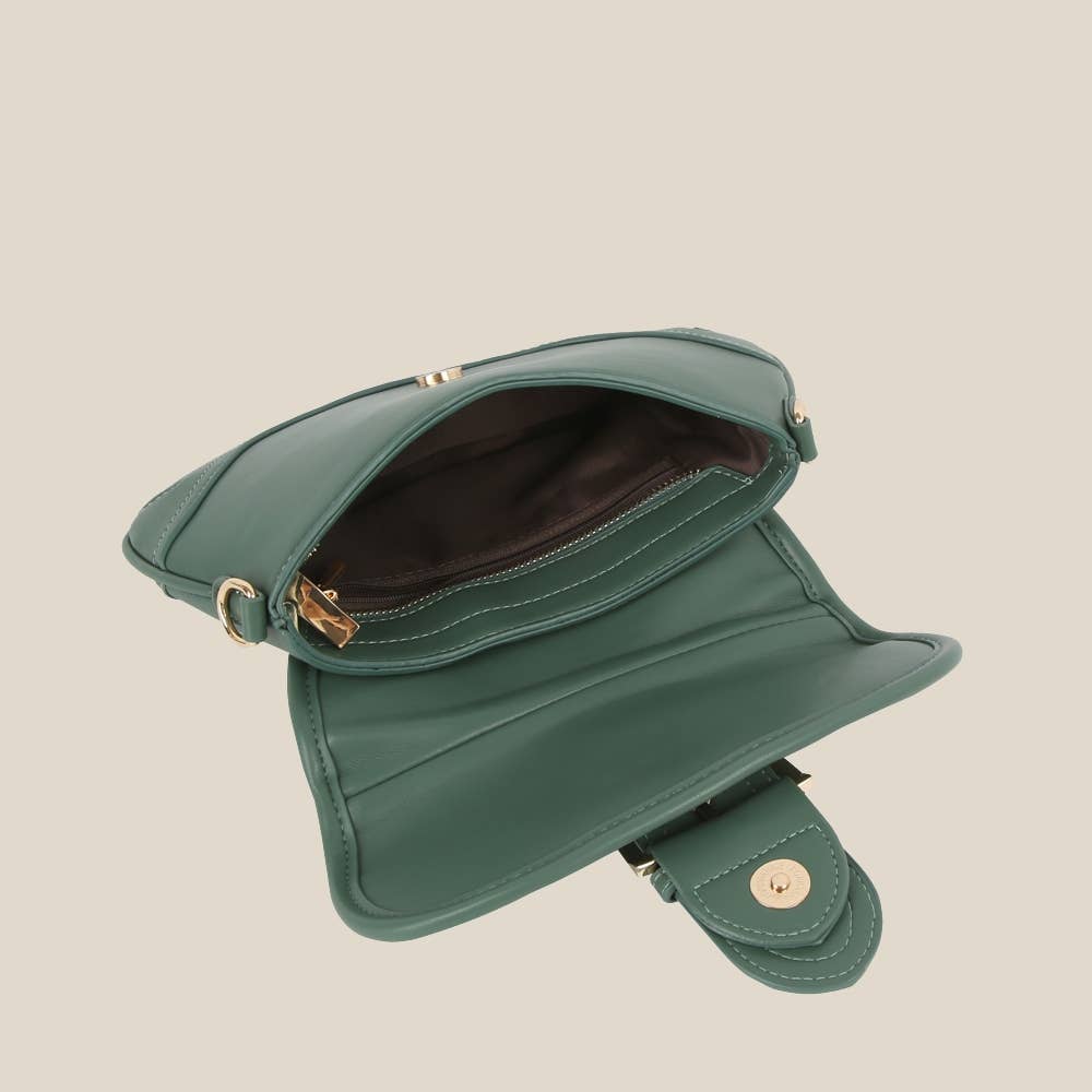 Leather Fashion Buckle Flap Shoulder Bag - THREE COLORS