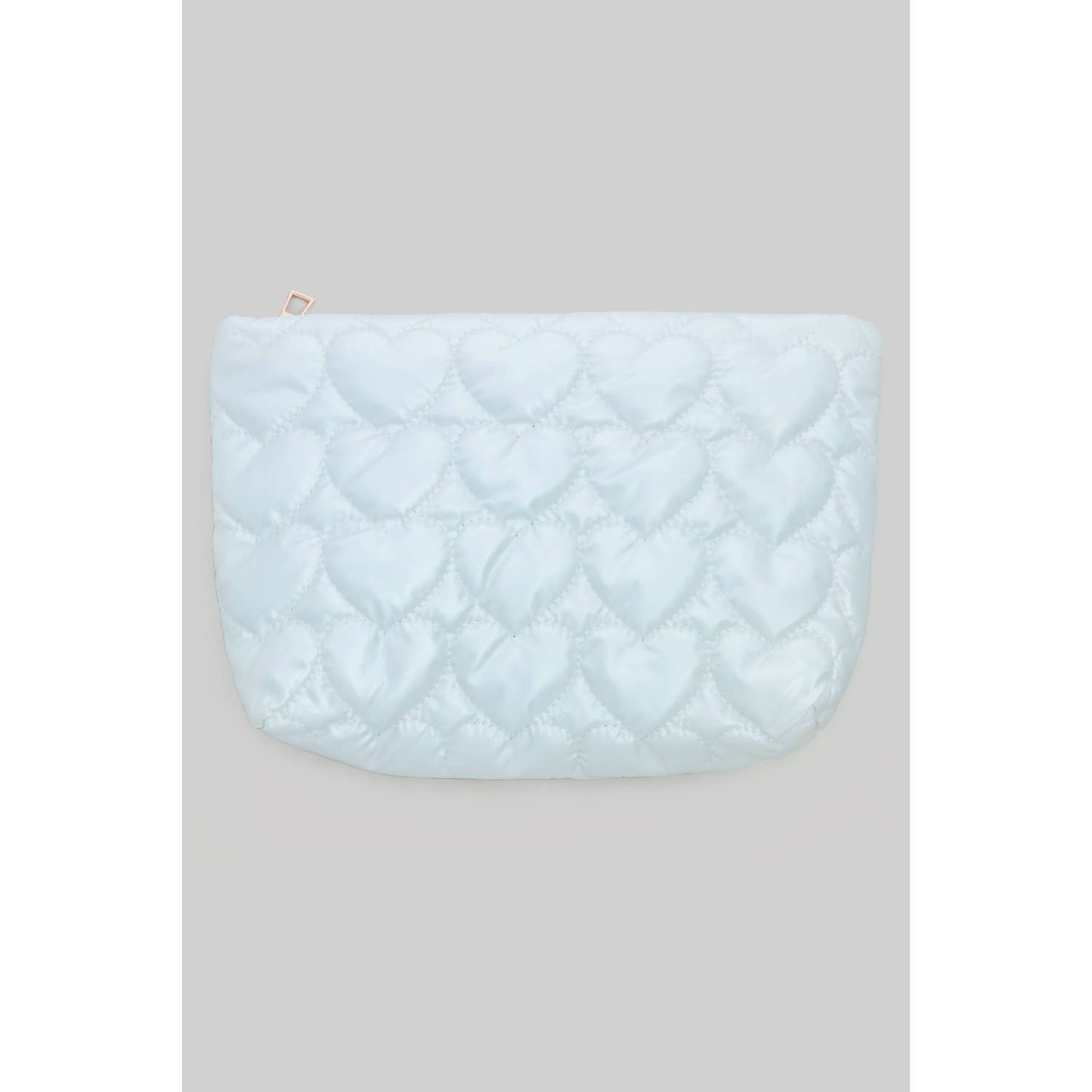Heart Quilted White Makeup Bag