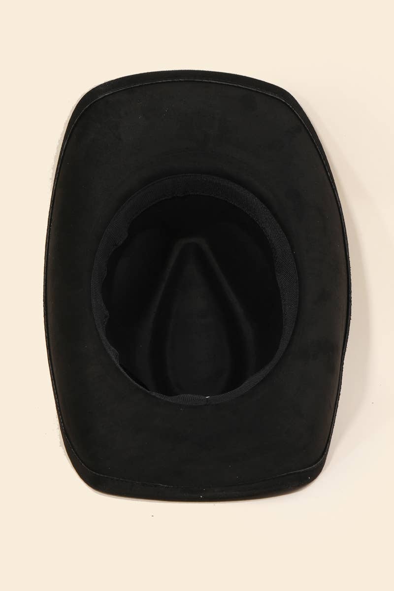 Black Rhinestone Studded Strap Western Cowboy Hat