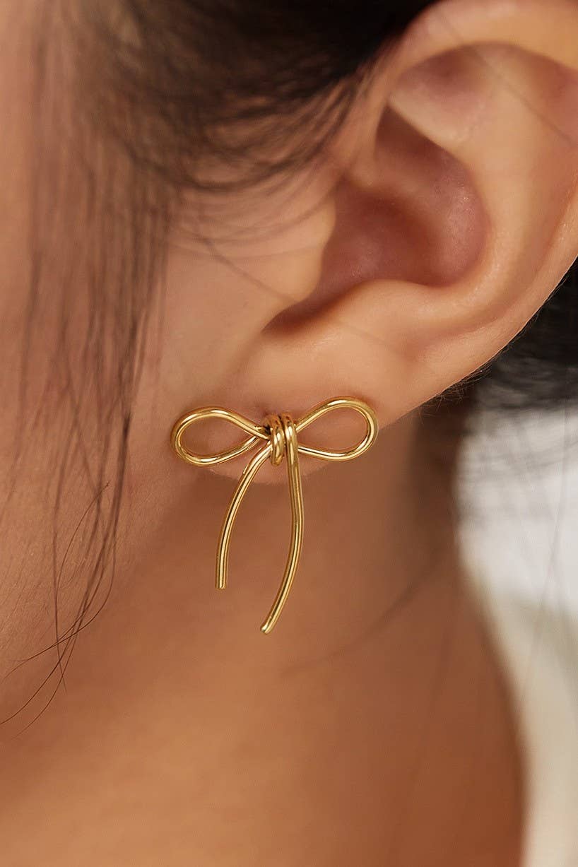 Gold Stainless Steel bow Earrings