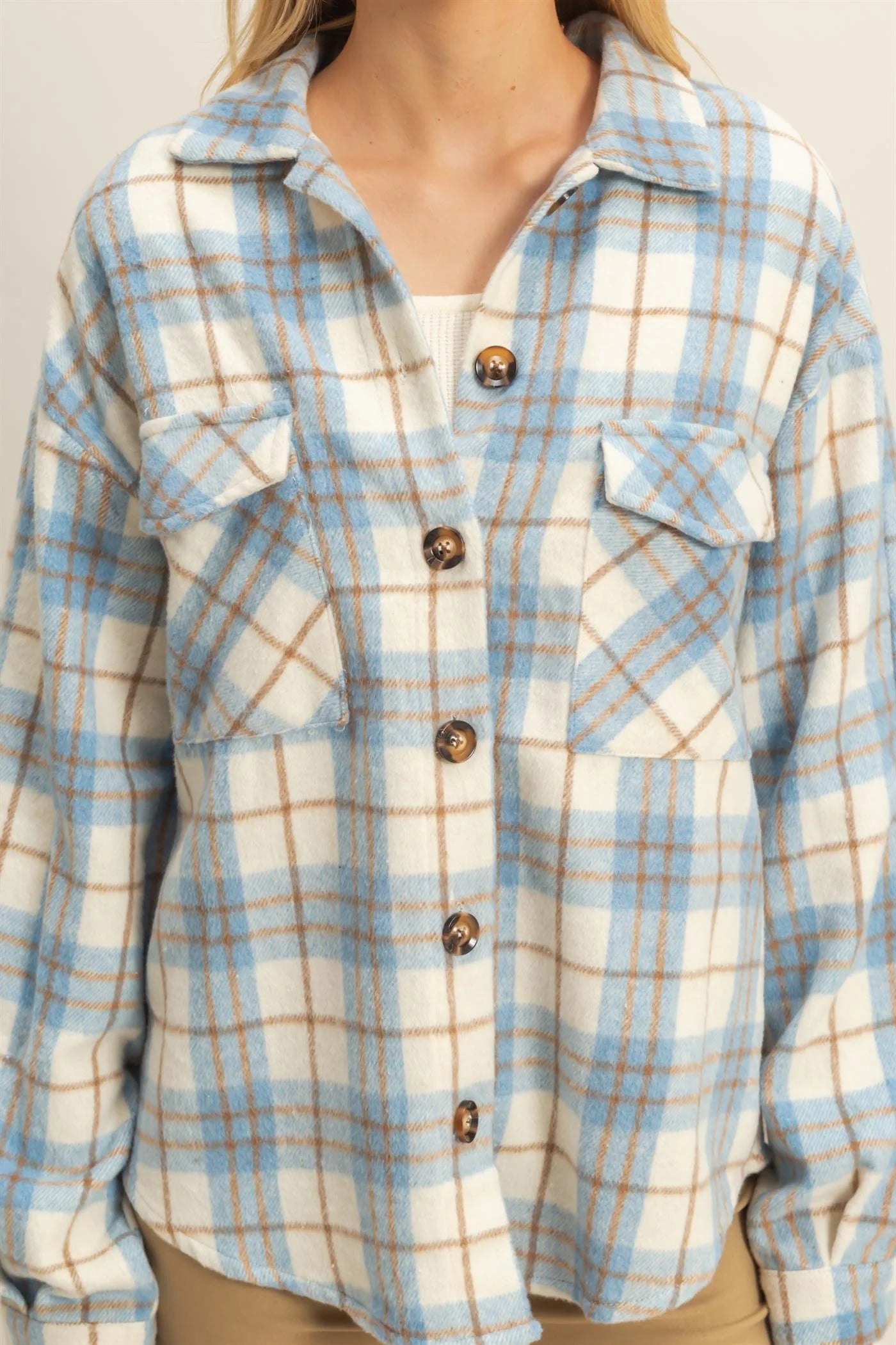 Blue Plaid Flannel Shacket