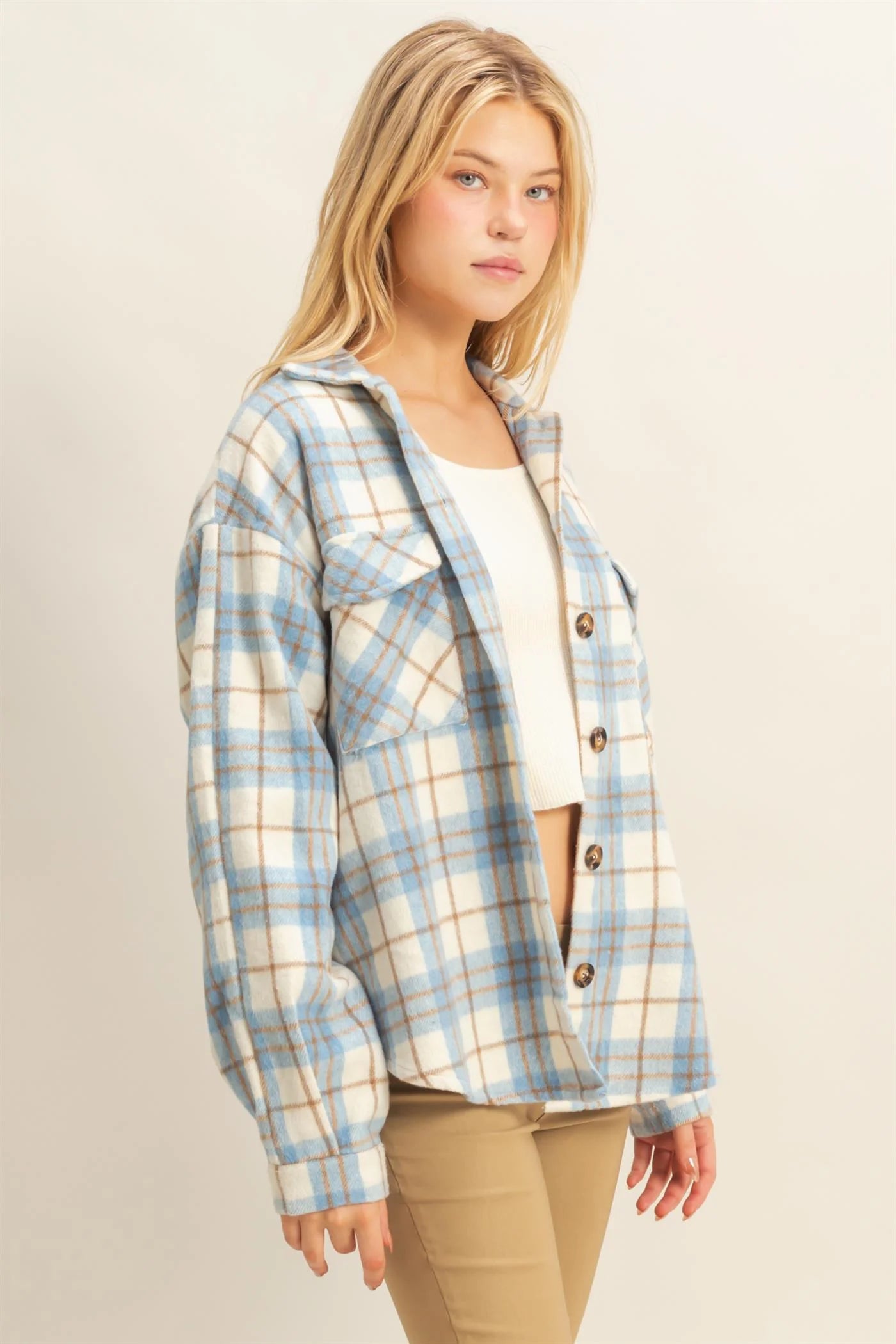 Blue Plaid Flannel Shacket